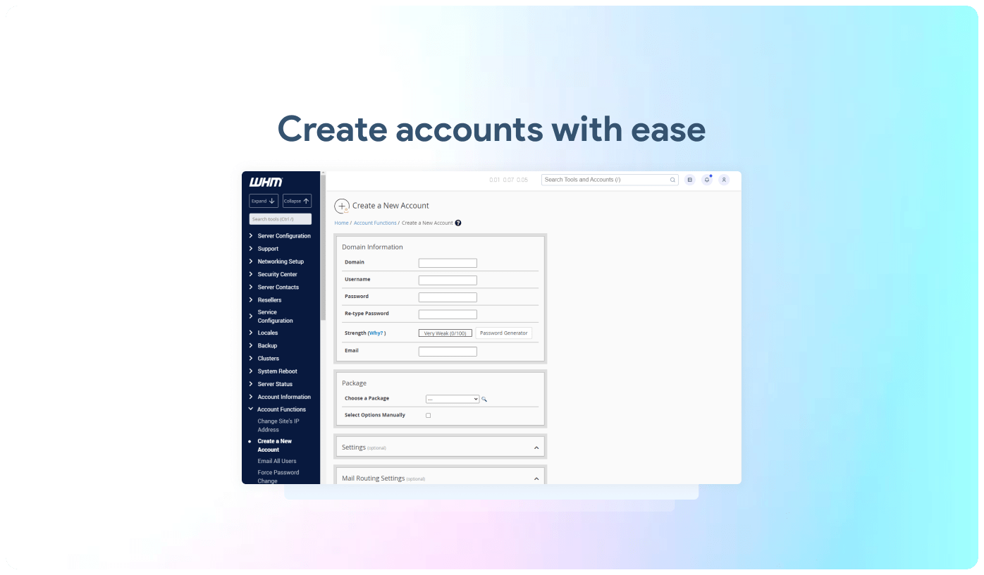 WHM Create Accounts With Ease | Ryel Digital