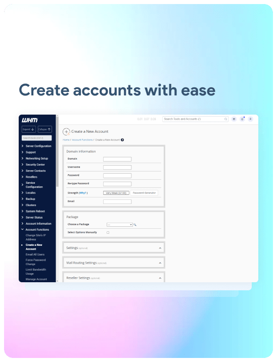 WHM Create Accounts With Ease | Ryel Digital