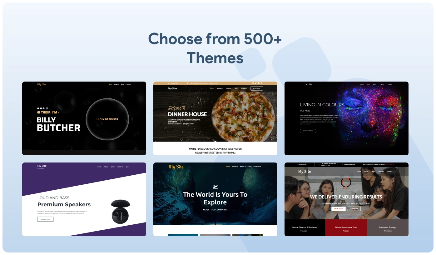 Choose from 500 Plus Responsive Themes SitePad Website Builder | Ryel Digital