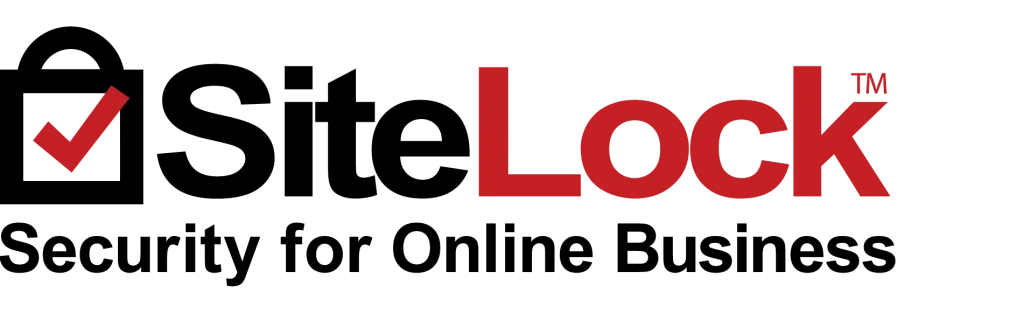 The SiteLock logo featuring a black padlock icon with a red checkmark, followed by the brand name and the tagline Security for Online Business.