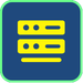 Navy and yellow icon representing enterprise-grade server infrastructure