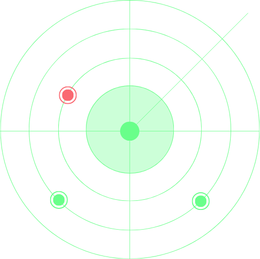 A professional UI graphic of a security radar scan in progress, symbolizing real-time malware detection