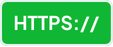 A bright green digital button with white HTTPS:// text, representing a secure and encrypted website connection.